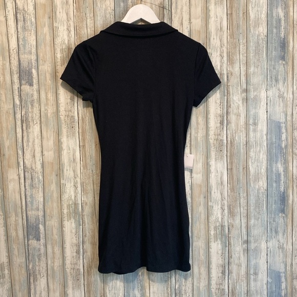 NWT SO black Short Sleeve Runched Front Button Up Dress | Size Small - Picture 3 of 11